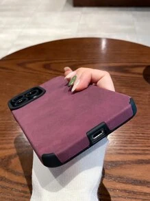 1pc Solid Color TPU Leather Phone Case Compatible With Iphone 11, 12, 13, 14, 12 Pro Max, 13 Pro Max, 15, 15 Pro, 15 Plus, 15 Pro Max, 16, 16 Pro, 16 Plus, 16 Pro Max And Phones A12, A21S, A32, A50, A51, A52, A71, A73, S20 FE, S21, S22, A04, A13, A14, A24, A33, A34, A54, 17, 17 Air, 17 Pro, 17 Pro Max - Burgundy - View 4