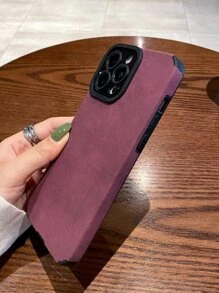 1pc Solid Color TPU Leather Phone Case Compatible With Iphone 11, 12, 13, 14, 12 Pro Max, 13 Pro Max, 15, 15 Pro, 15 Plus, 15 Pro Max, 16, 16 Pro, 16 Plus, 16 Pro Max And Phones A12, A21S, A32, A50, A51, A52, A71, A73, S20 FE, S21, S22, A04, A13, A14, A24, A33, A34, A54, 17, 17 Air, 17 Pro, 17 Pro Max - Burgundy - View 5