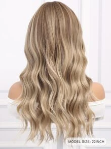 Long Curly Synthetic Wig With Bangs - Brown - View 2