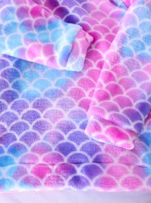 Girls Fish Scales Print Hooded Top & Trousers Lounge Set - Multicolor - View 4