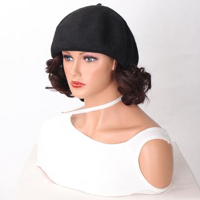 Short Curly Synthetic Wig With Hat
