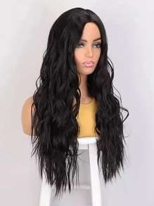 释放你内心的女神气质：奢华耐热波浪假发——浓密丰盈，日夜皆宜的迷人造型 - 黑色 - 查看 3