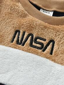 Chicos Conjunto de pijama con bordado de letra de color combinado de franela - Multicolor - Ver 3