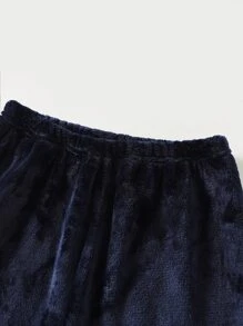 Chicos Conjunto de pijama con bordado de letra de color combinado de franela - Multicolor - Ver 4