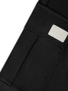 Manfinity Homme Men Drawstring Waist Flap Pocket Cargo Trousers - Black - View 5