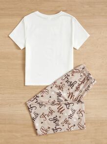 SHEIN Đồ mặc nhà Gái Đồ họa Lá thư Giải trí - Nhiều màu - Xem 2