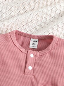 Baby Ruffle Trim Sleep Tee & Footed Trousers & Headband - Dusty Pink - View 3