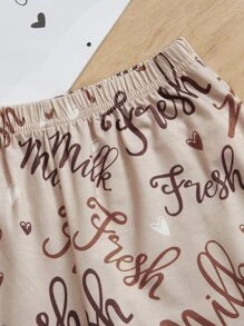 SHEIN Đồ mặc nhà Gái Đồ họa Lá thư Giải trí - Nhiều màu - Xem 3