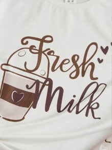 SHEIN Đồ mặc nhà Gái Đồ họa Lá thư Giải trí - Nhiều màu - Xem 4