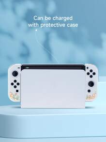 1pc Rabbit & Floral Pattern Case Compatible With Oled - Multicolor - View 4