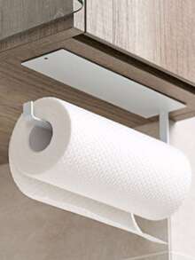 1pc Random Color Kitchen Carbon Steel Paper Towel Holder, No Punch Paper Towel Holder, Household Paper Hanger, Storage Rack - Multicolor - View 4