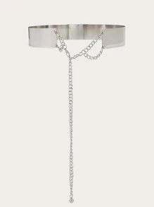 4cm Elegant Minimalist Silver Color Waist Chain Dress Accessory, Suitable For Daily Wear, Parties, Vacations, Gifting, Work, Weddings, And Bridal Attire - Silver - View 4