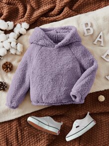 SHEIN 男嬰3D耳朵插肩袖法蘭絨連帽衫