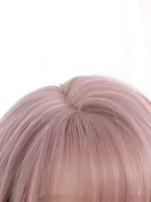 1入組26英寸長天然及真實的假髮,以合成纖維製成,能承受高溫,深粉色捲髮,有髮根,適用於日常使用