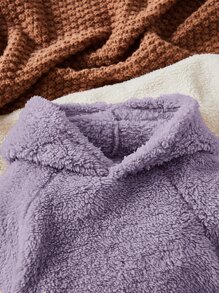 SHEIN 男嬰3D耳朵插肩袖法蘭絨連帽衫