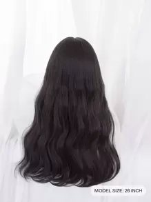 1 Piece Synthetic Heat-Resistant Hairpiece In Black Brown Long Curly Wig, 26 Inches Long, Made From Fiber, Suitable For Daily Use, Natural And Realistic False Hairpiece.