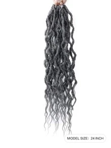 1Pack Faux Locs Crochet Hair, Soft Locs Crochet Braids, Pre Looped Goddess Locs Crochet Hair for Women Synthetic Braiding Hair Extensions - Dark Grey - View 2