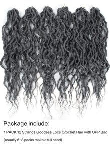 1Pack Faux Locs Crochet Hair, Soft Locs Crochet Braids, Pre Looped Goddess Locs Crochet Hair for Women Synthetic Braiding Hair Extensions - Dark Grey - View 6