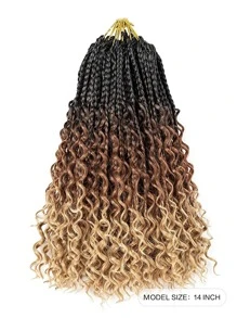 Box Braids Crochet Hair with Curly Ends, Bohemian Hippie Braids Pre-looped Messy Goddess Box Braids Hair, Ombre Synthetic Braiding Hair Extension for Woman - Multicolor - View 5