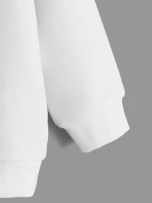 SHEIN Young Boy Crew Neck Solid Color Drop Shoulder Long Sleeve Casual Sweatshirt - White - View 3