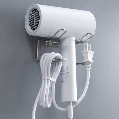 1pc Stainless Steel Hair Dryer Storage Rack Bathroom Accessories