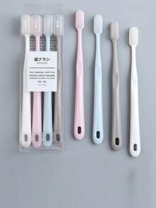 4 piezas Cepillo de dientes liso de plástico - Multicolor - Ver 1