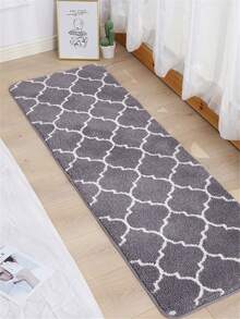 2 chiếc Bộ thảm nhà bếp bằng sợi siêu mịn, Thảm chống trượt màu xám Ma-rốc cho lối vào ban công, thấm hút và chống trượt - Xám - Xem 3