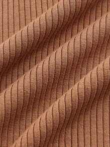 SHEIN MOD Solid Cut Out Ribbed Knit Tank Top - Rust Brown - View 4