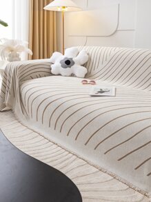 1 chiếc khăn trang trí sofa họa tiết sọc tua rua - Nhiều màu - Xem 1