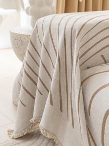 1 chiếc khăn trang trí sofa họa tiết sọc tua rua - Nhiều màu - Xem 2