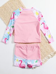 SHEIN 年轻女孩火烈鸟印花防晒衣夏季海滩