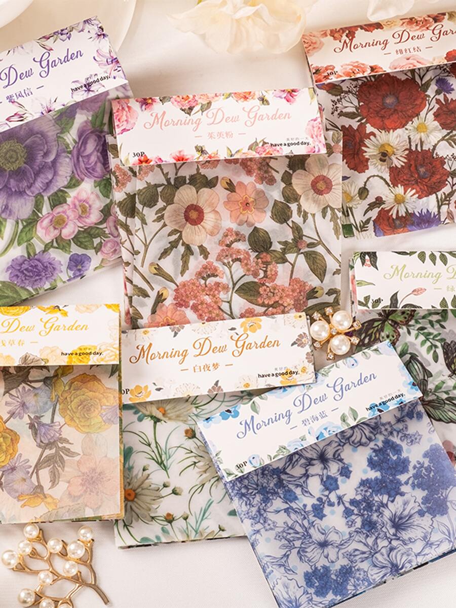 have a good day 30pcs Flower Pattern Random Decorative Craft Paper - Multicolor - View 1