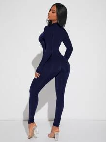SHEIN SXY Đơn vị Nữ Dây kéo Lá thư - Màu xanh hải quân - Xem 2