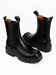 Men Square Toe Chelsea Boots - Black - View 2