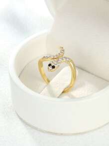 Cubic Zirconia Snake Decor Ring - Yellow Gold - View 2
