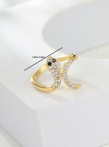 Cubic Zirconia Snake Decor Ring - Yellow Gold - View 3