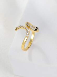 Cubic Zirconia Snake Decor Ring - Yellow Gold - View 4