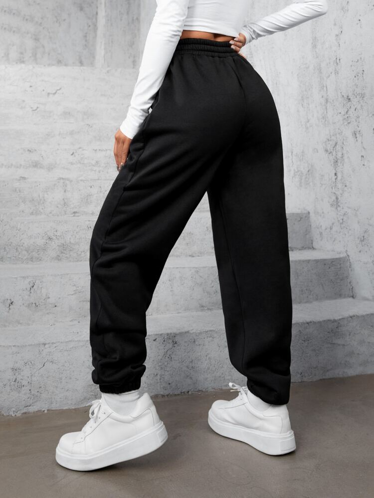 Women's Casual Baggy Solid V Crossover High Waisted Slant Pocket Thermal Lined Sweatpants Graduation,Back To School Outfits,Graduation,Teacher Outfits For Women,Back To School