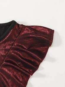 Tween Girls Ruffle Trim Mermaid Hem Party Dress - Red - View 3