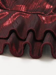 Tween Girls Ruffle Trim Mermaid Hem Party Dress - Red - View 4