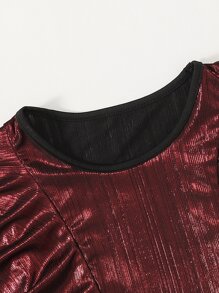 Tween Girls Ruffle Trim Mermaid Hem Party Dress - Red - View 7