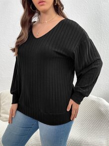 SHEIN Privé Pullover aplique con encaje con abertura trasera de hombros caídos