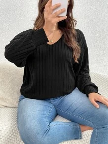 SHEIN Privé Pullover aplique con encaje con abertura trasera de hombros caídos