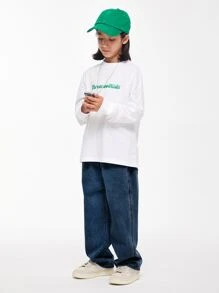 Cậu bé Tween Chân thẳng Denim Quần jean , Giải trí Quần ống rộng Cho mùa xuân Và Mùa thu - Rửa tối - Xem 6