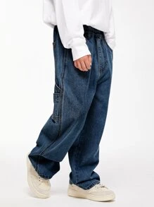 Cậu bé Tween Chân thẳng Denim Quần jean , Giải trí Quần ống rộng Cho mùa xuân Và Mùa thu - Rửa tối - Xem 7
