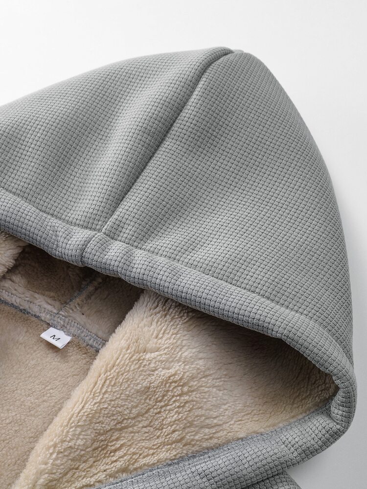 Men 1pc Thermal Lined Hooded Coat