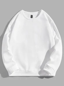 Manfinity VCAY Men Plus Floral & Slogan Graphic Drop Shoulder Sweatshirt, For Fall Winter - White - View 2