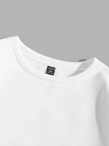 Manfinity VCAY Men Plus Floral & Slogan Graphic Drop Shoulder Sweatshirt, For Fall Winter - White - View 4