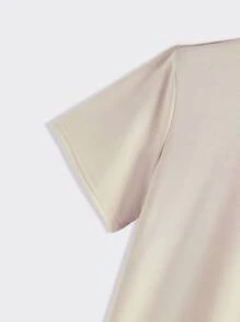 Manfinity Hypemode Hombres Camiseta irregular con estampado de dibujos animados - Caqui - Ver 3