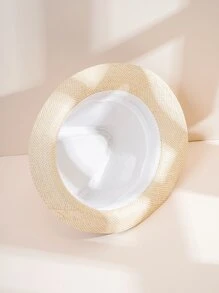 Sombrero tejido de Color sólido para hombre, sombrero de paja transpirable con protección solar, sombrero de Jazz para personas mayores, 1 pieza - Beis - Ver 4